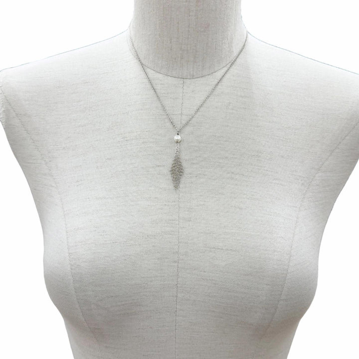 Great TIFFANY&Co. Necklace Mesh Tassel Pendant Silver SV925 Women