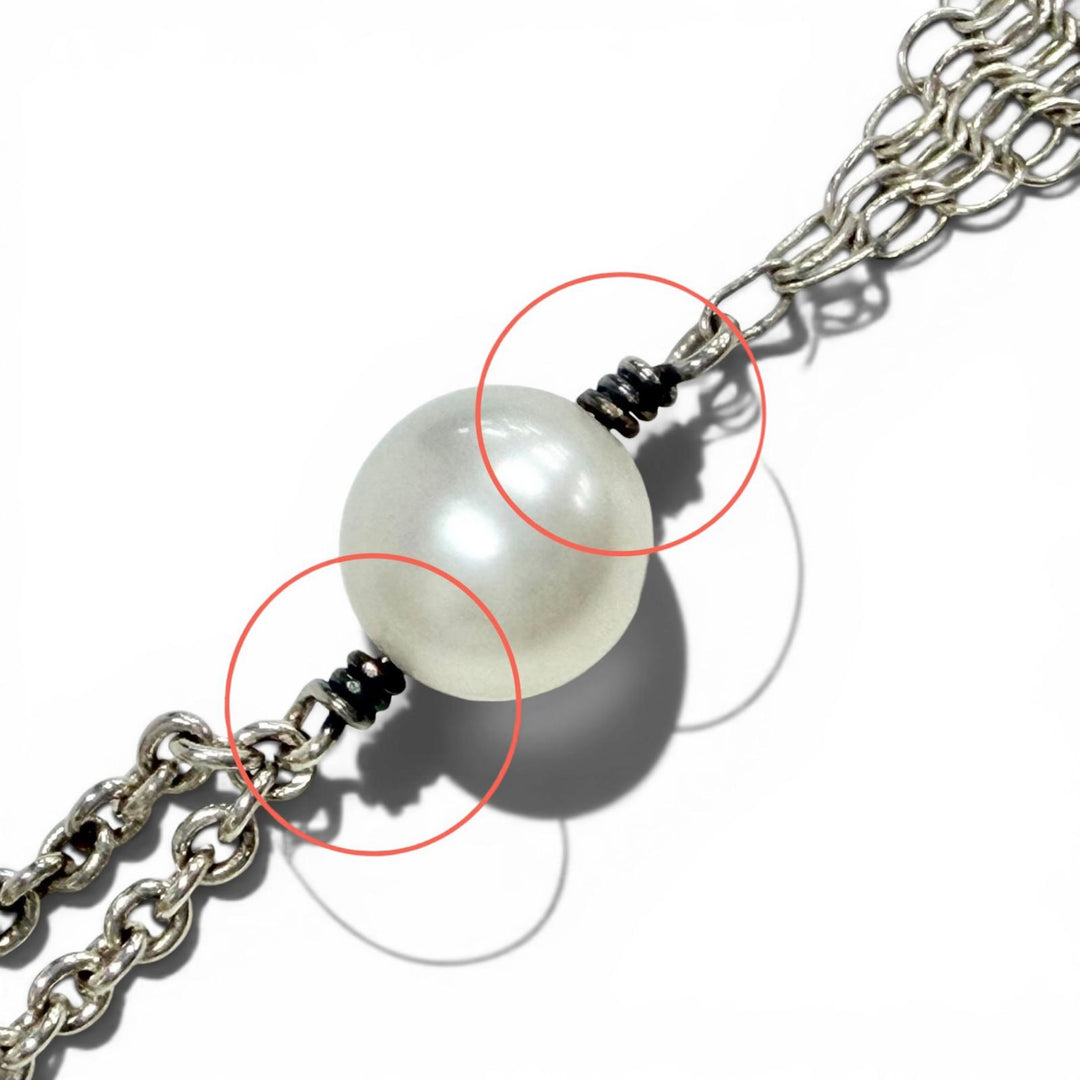 Great TIFFANY&Co. Necklace Mesh Tassel Pendant Silver SV925 Women