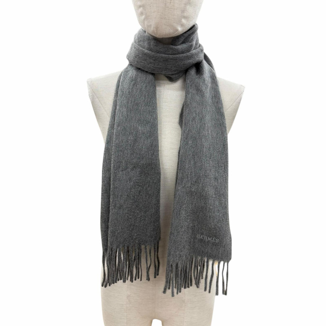 Pristine HERMES Scarf Recto Verso gray cashmere Women