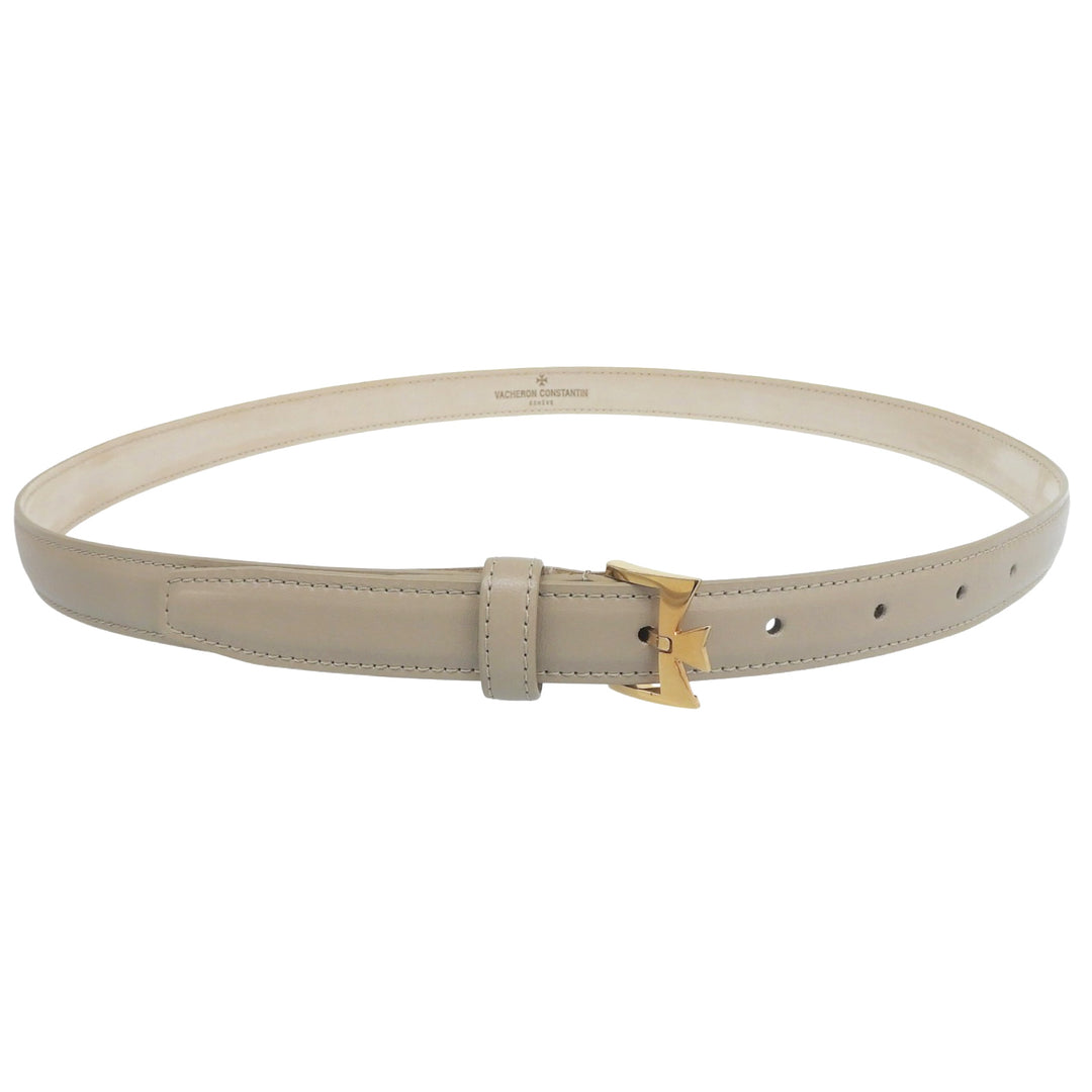Excellent VACHERON CONSTANTIN belt beige leather mens