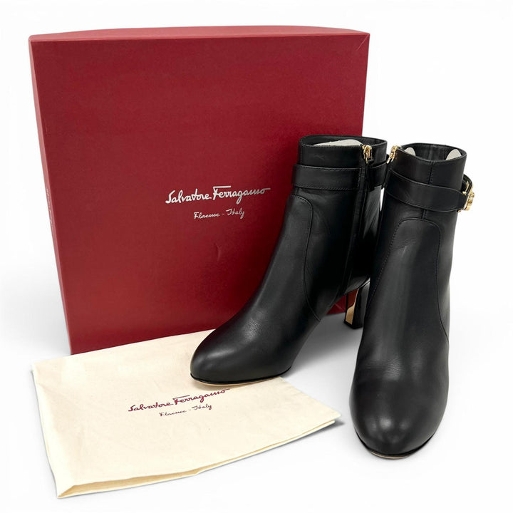 Great Salvatore Ferragamo Ankle boots RENE C GanciniMetal Leather Women 8.5