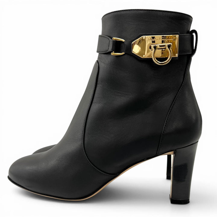 Great Salvatore Ferragamo Ankle boots RENE C GanciniMetal Leather Women 8.5