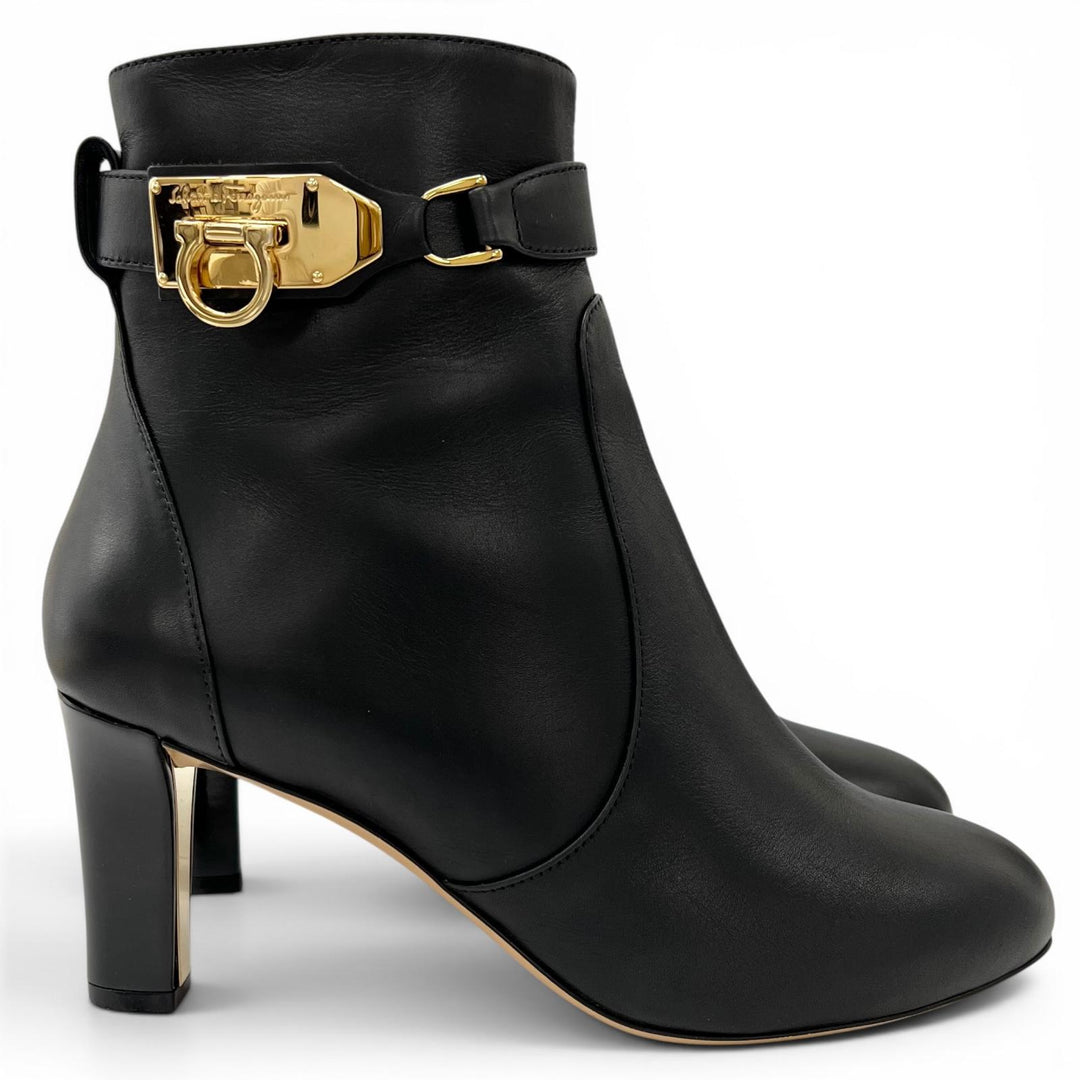 Great Salvatore Ferragamo Ankle boots RENE C GanciniMetal Leather Women 8.5