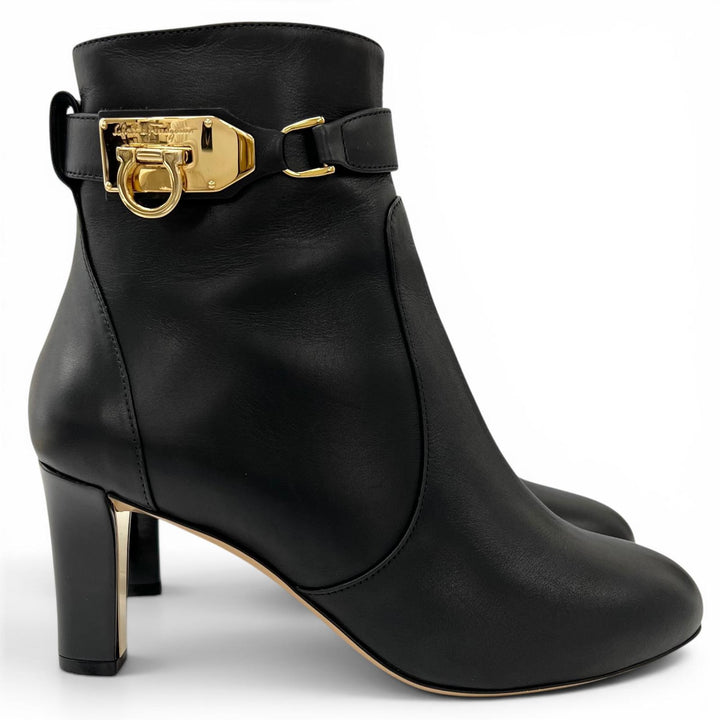 Great Salvatore Ferragamo Ankle boots RENE C GanciniMetal Leather Women 8.5