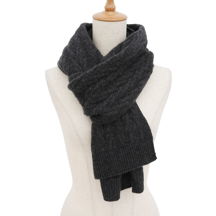 Excellent HERMES Scarf knit Charcoal gray cashmere mens