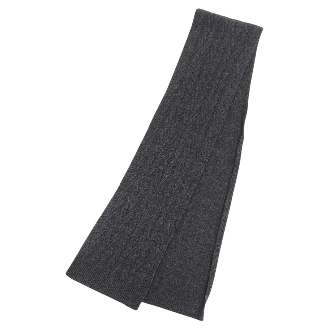 Excellent HERMES Scarf knit Charcoal gray cashmere mens