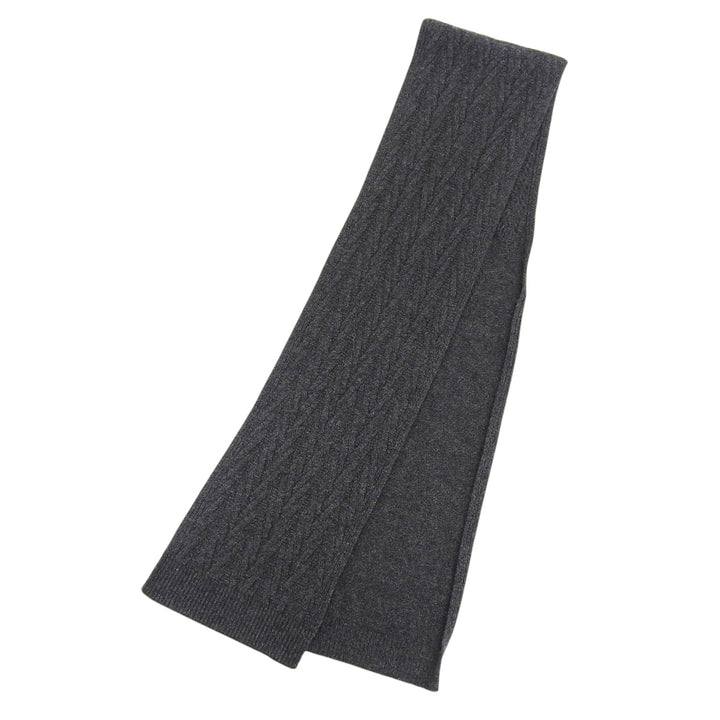 Excellent HERMES Scarf knit Charcoal gray cashmere mens