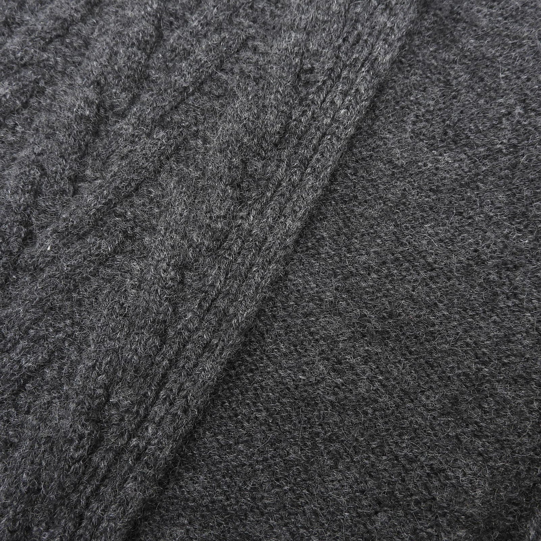 Excellent HERMES Scarf knit Charcoal gray cashmere mens