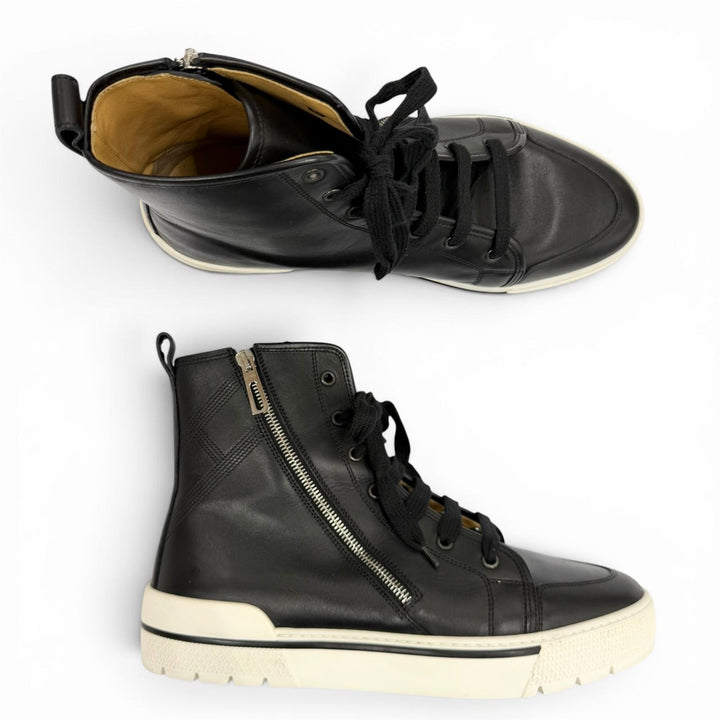 Excellent HERMES High cut sneakers black leather mens 41.5 182355ZH