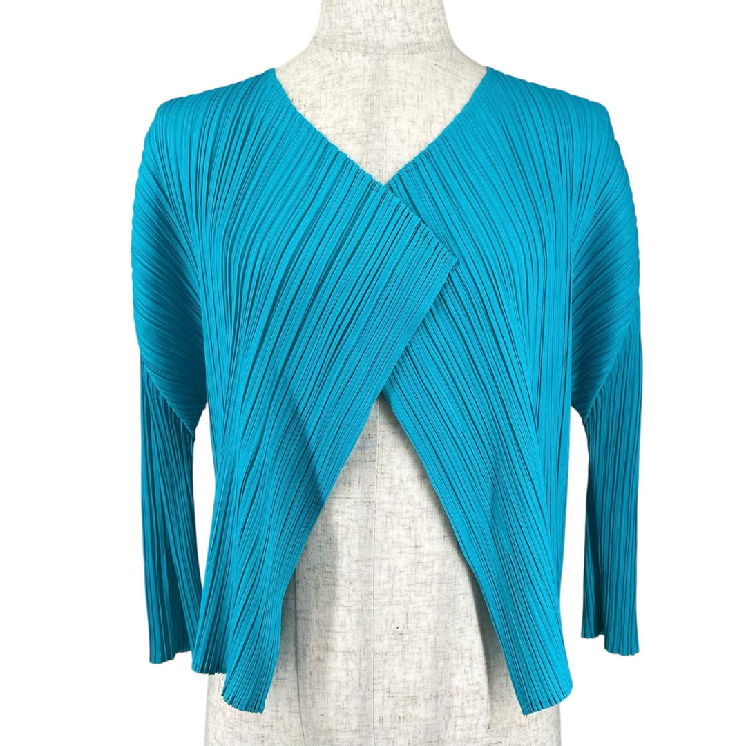 Great PLEATS PLEASE cardigan Front open Light blue polyester Women 3 PP41-JO801