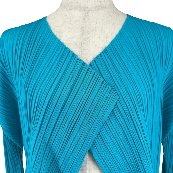 Great PLEATS PLEASE cardigan Front open Light blue polyester Women 3 PP41-JO801