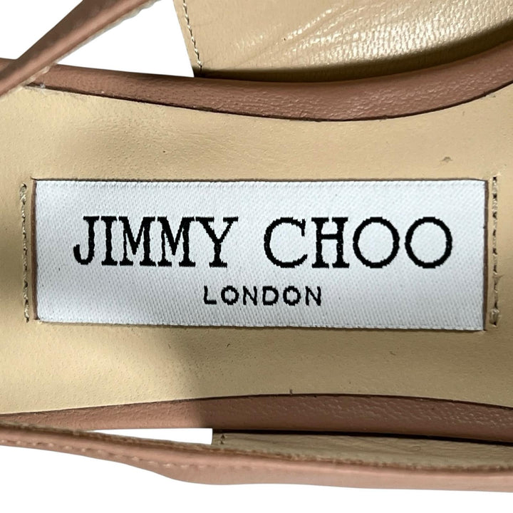 Pristine JIMMY CHOO pumps CHERI SB 65 crystal buckle pink beige leather Women