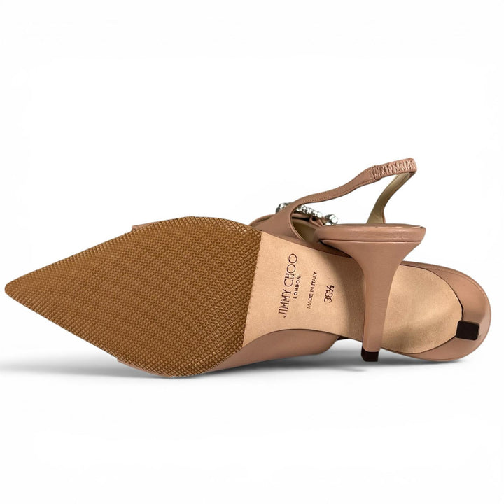 Pristine JIMMY CHOO pumps CHERI SB 65 crystal buckle pink beige leather Women