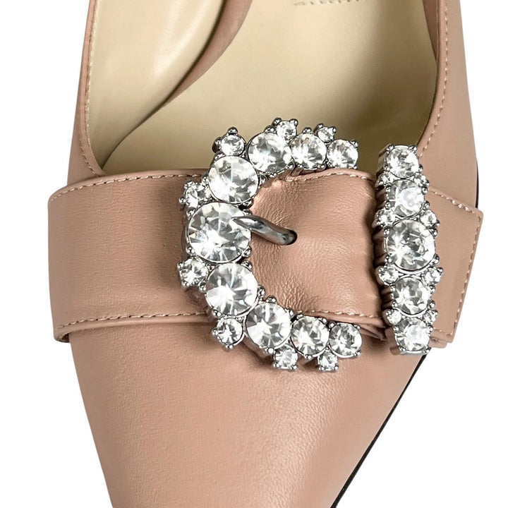 Pristine JIMMY CHOO pumps CHERI SB 65 crystal buckle pink beige leather Women