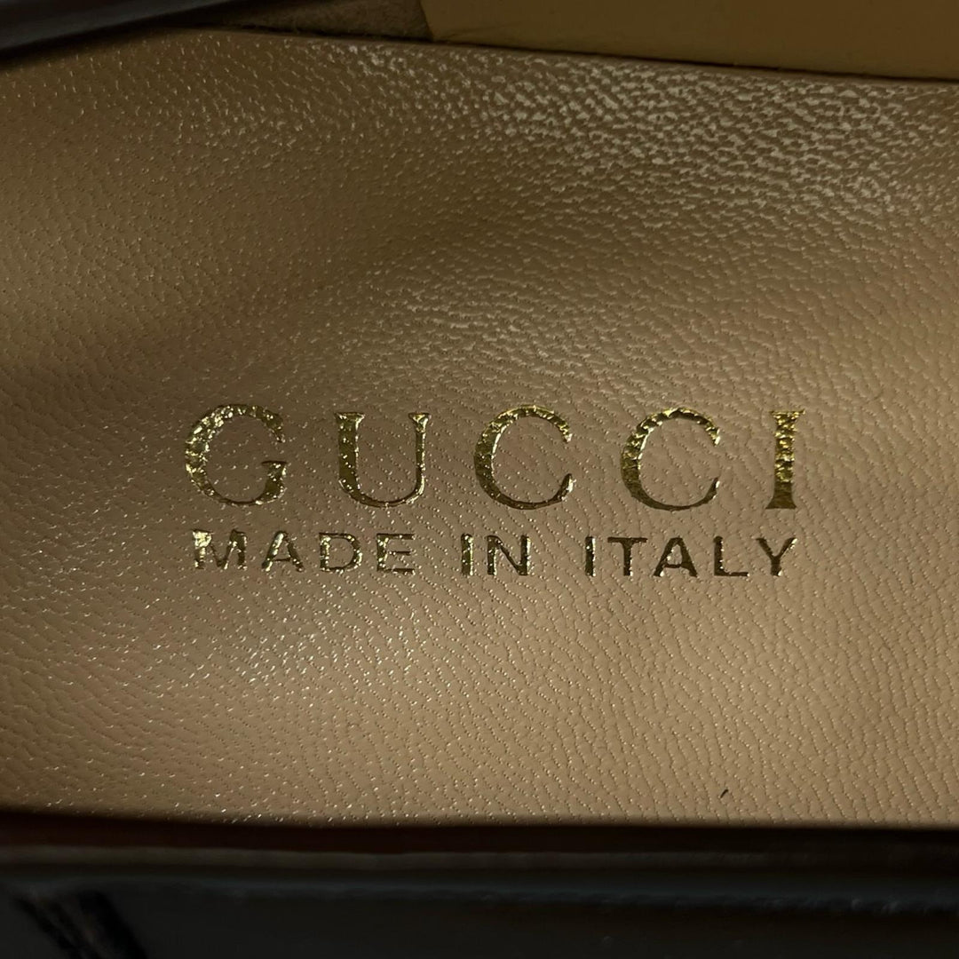 Pristine GUCCI pumps Deadstock Horsebit Dark brown leather Women 39 100 0356