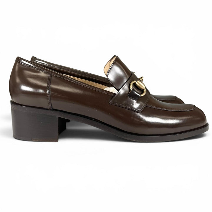 Pristine GUCCI pumps Deadstock Horsebit Dark brown leather Women 39 100 0356