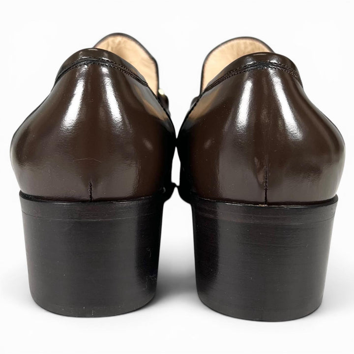 Pristine GUCCI pumps Deadstock Horsebit Dark brown leather Women 39 100 0356
