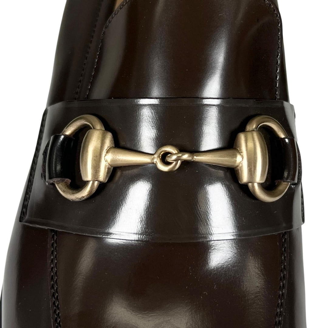 Pristine GUCCI pumps Deadstock Horsebit Dark brown leather Women 39 100 0356
