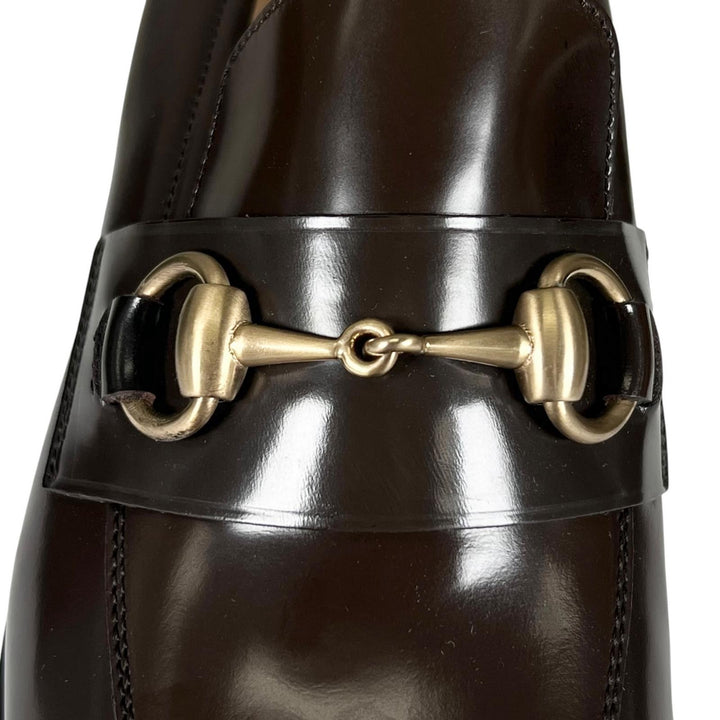 Pristine GUCCI pumps Deadstock Horsebit Dark brown leather Women 39 100 0356