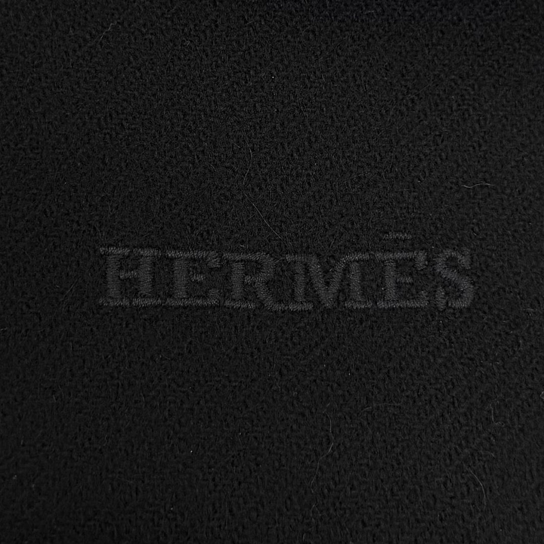 Pristine HERMES Scarf Patch Echesol black cashmere mens