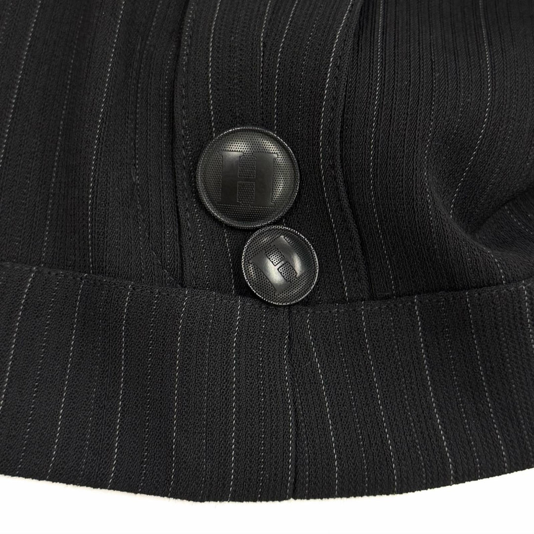 Great HERMES tailored jacket H logo button, stripe pattern, wool 44