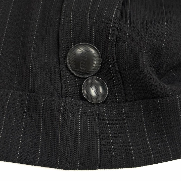 Great HERMES tailored jacket H logo button, stripe pattern, wool 44