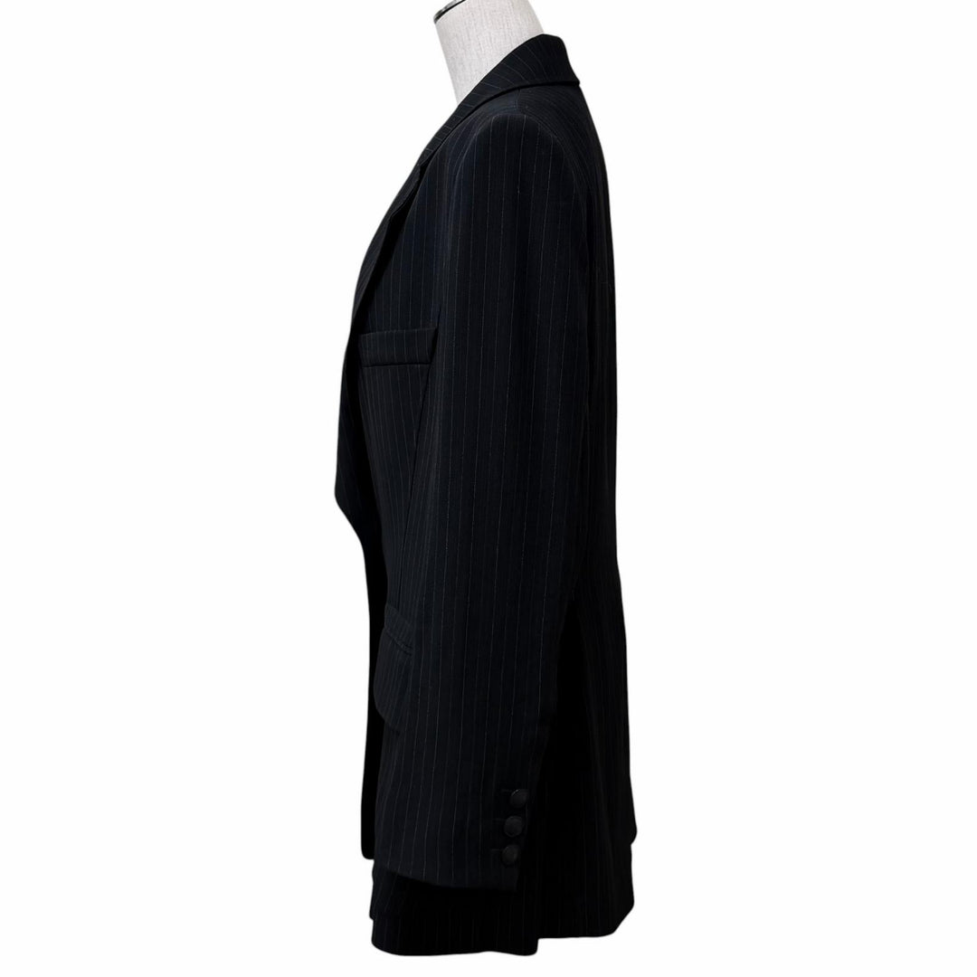 Great HERMES tailored jacket H logo button, stripe pattern, wool 44
