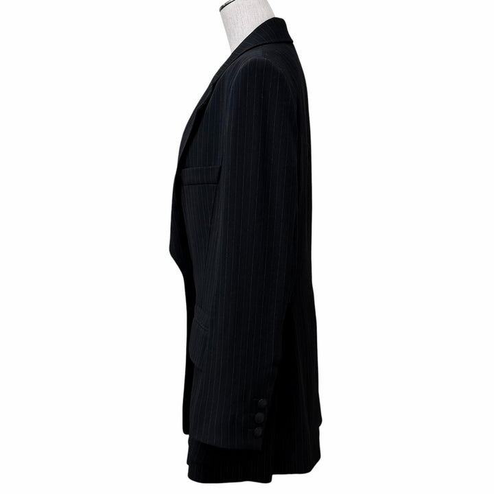 Great HERMES tailored jacket H logo button, stripe pattern, wool 44