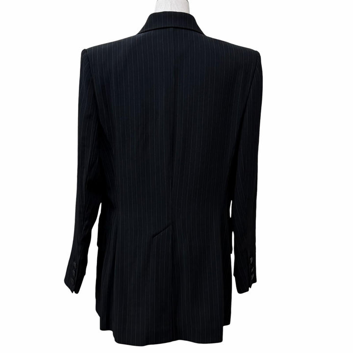 Great HERMES tailored jacket H logo button, stripe pattern, wool 44