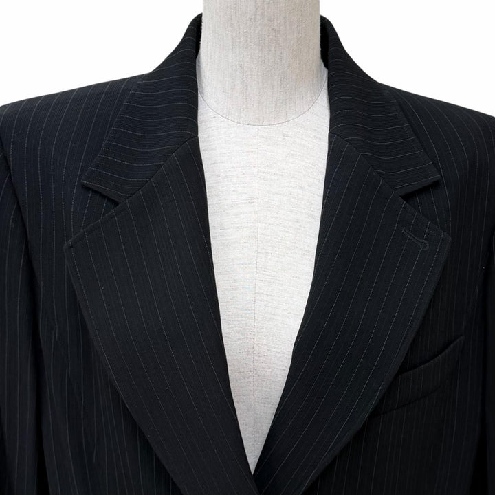 Great HERMES tailored jacket H logo button, stripe pattern, wool 44