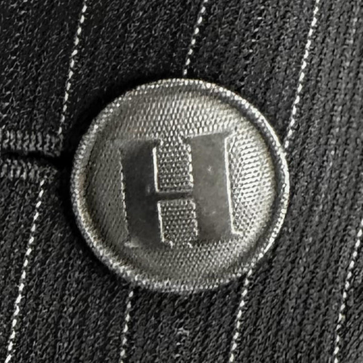 Great HERMES tailored jacket H logo button, stripe pattern, wool 44