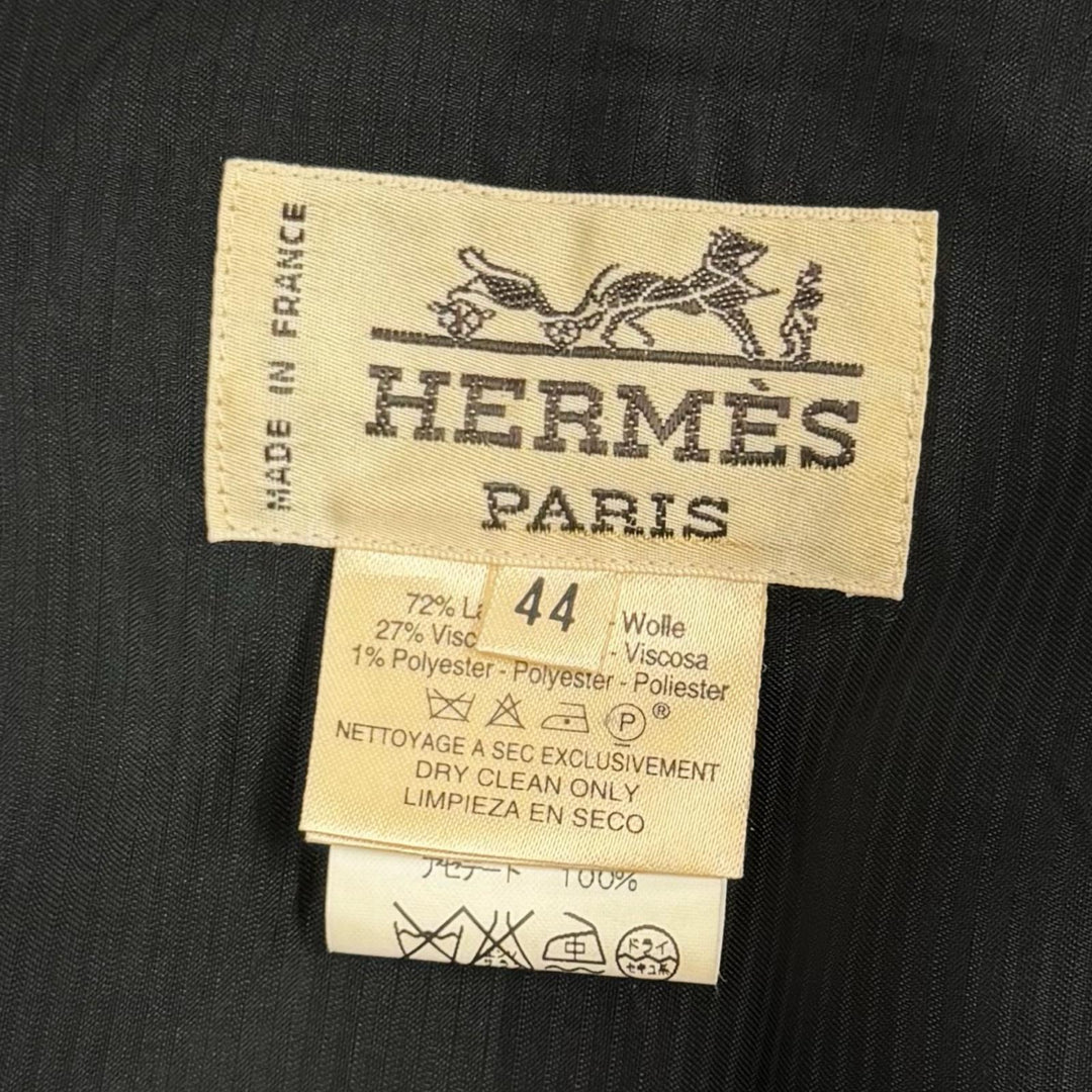 Great HERMES tailored jacket H logo button, stripe pattern, wool 44