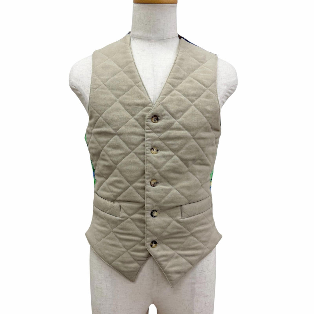 Excellent HERMES Best Horse formal wear, logo buttons, quilted. beige