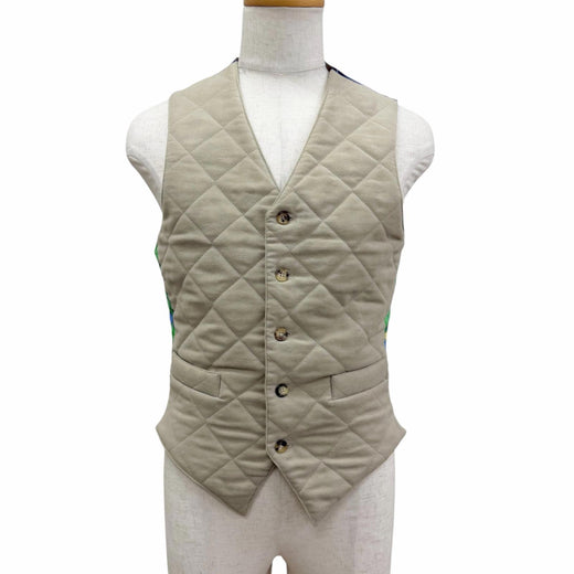 Excellent HERMES Best Horse formal wear, logo buttons, quilted. beige