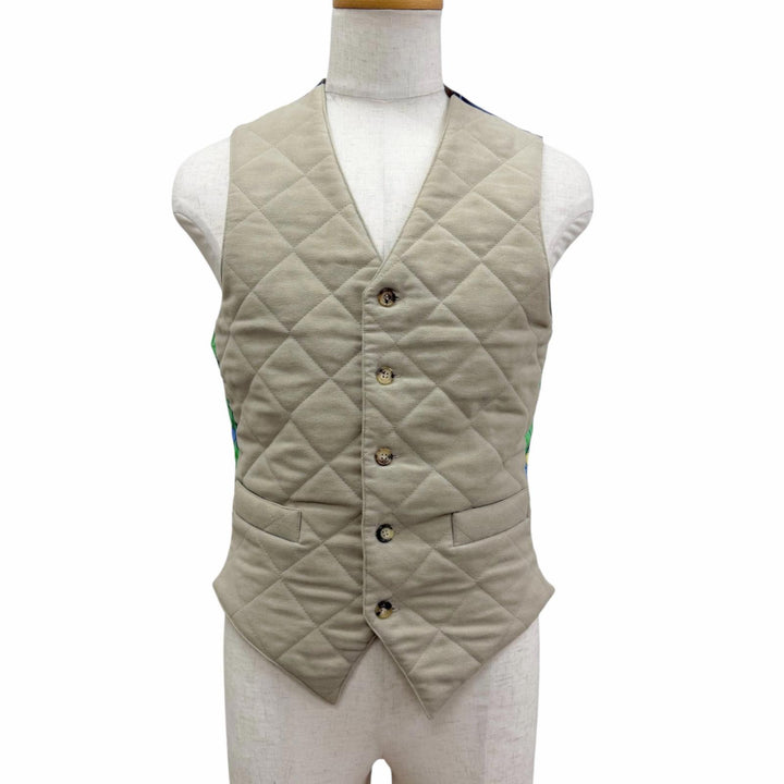 Excellent HERMES Best Horse formal wear, logo buttons, quilted. beige