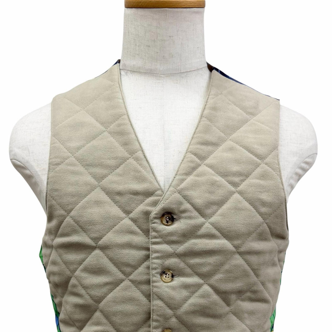 Excellent HERMES Best Horse formal wear, logo buttons, quilted. beige