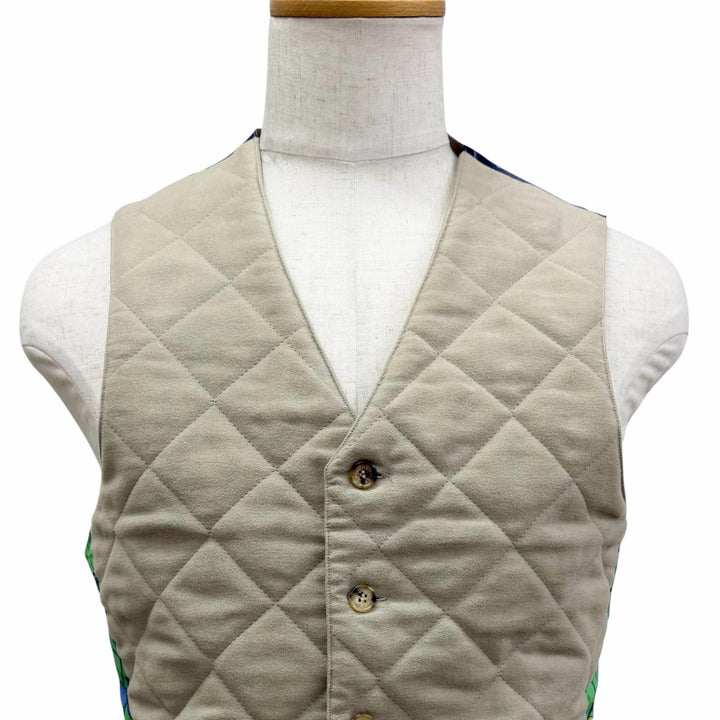 Excellent HERMES Best Horse formal wear, logo buttons, quilted. beige