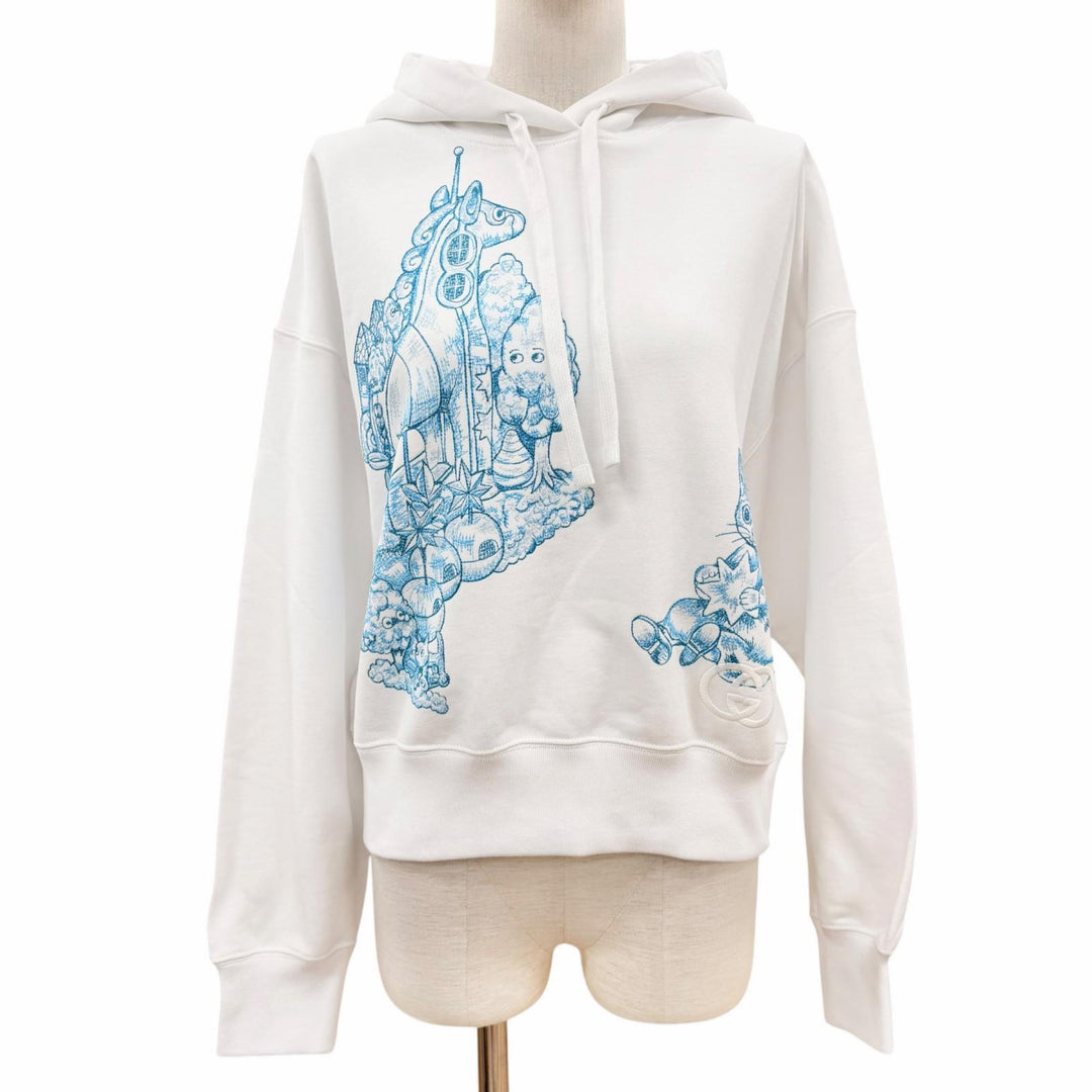 Pristine GUCCI YUKO HIGUCHI hoodie white cotton Women S 853426