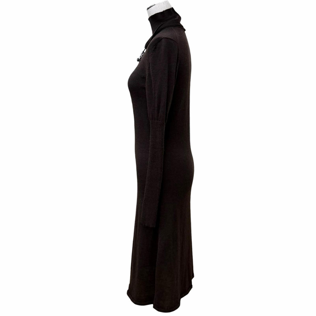 Great HERMES Chaine d'Ancre A-line knit long dress with chain detail cashmere 38