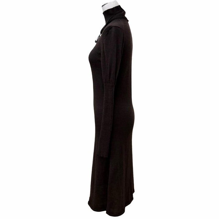 Great HERMES Chaine d'Ancre A-line knit long dress with chain detail cashmere 38