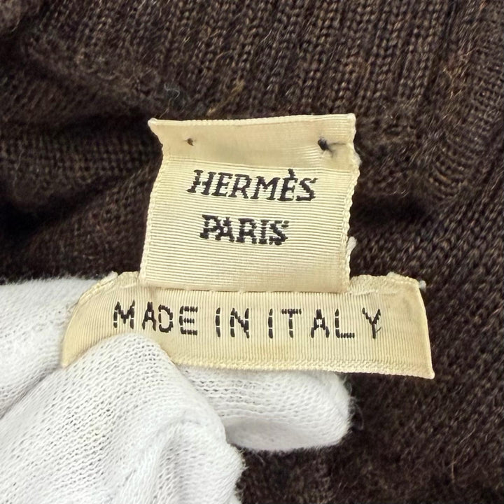 Great HERMES Chaine d'Ancre A-line knit long dress with chain detail cashmere 38