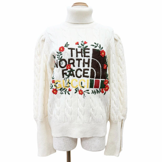 Excellent GUCCI×THE NORTH FACE knit Logo embroidery, sleeve zip design L 671689