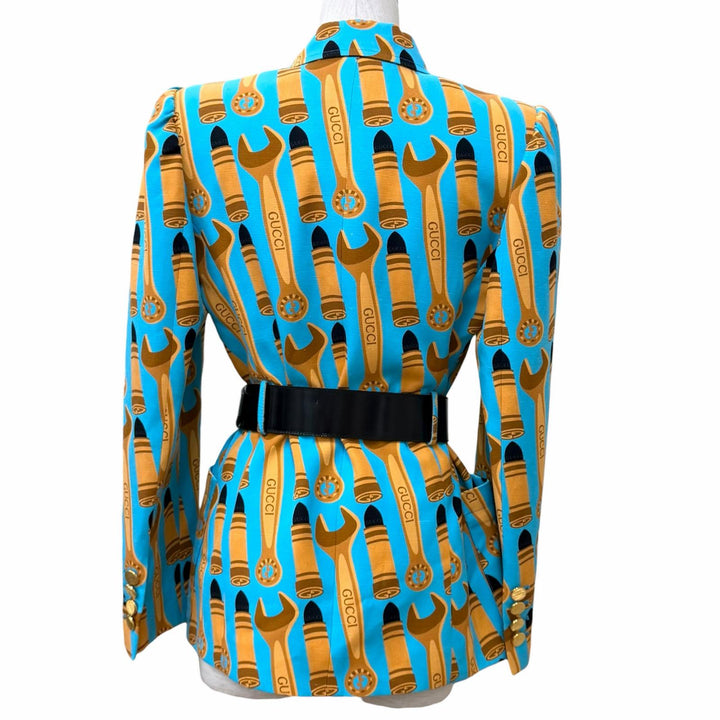 Excellent GUCCI Double breasted jacket blue Rayon Women 38 740422