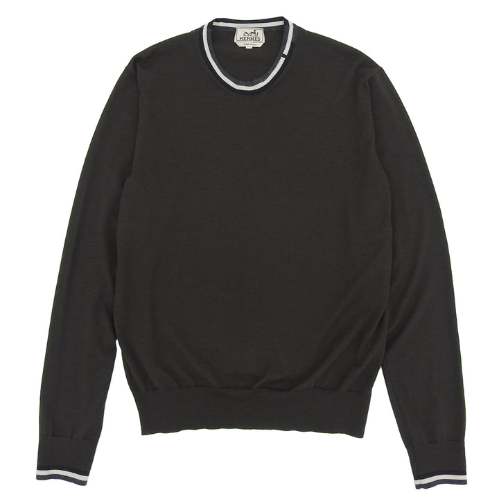 Excellent HERMES sweater Crew neck high gauge knit green cashmere S 467015HA