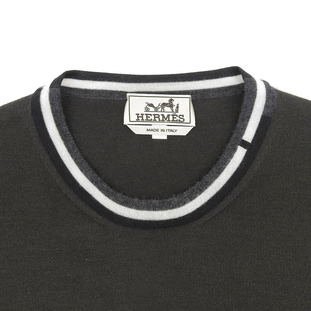 Excellent HERMES sweater Crew neck high gauge knit green cashmere S 467015HA