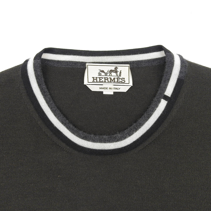 Excellent HERMES sweater Crew neck high gauge knit green cashmere S 467015HA