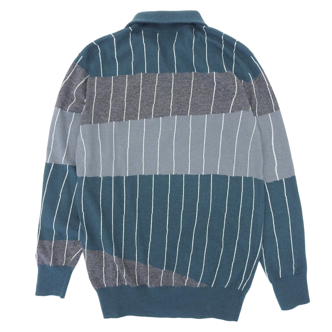 Excellent HERMES knit Pinstripe Half-Zip Pullover multicolor cashmere mens XS