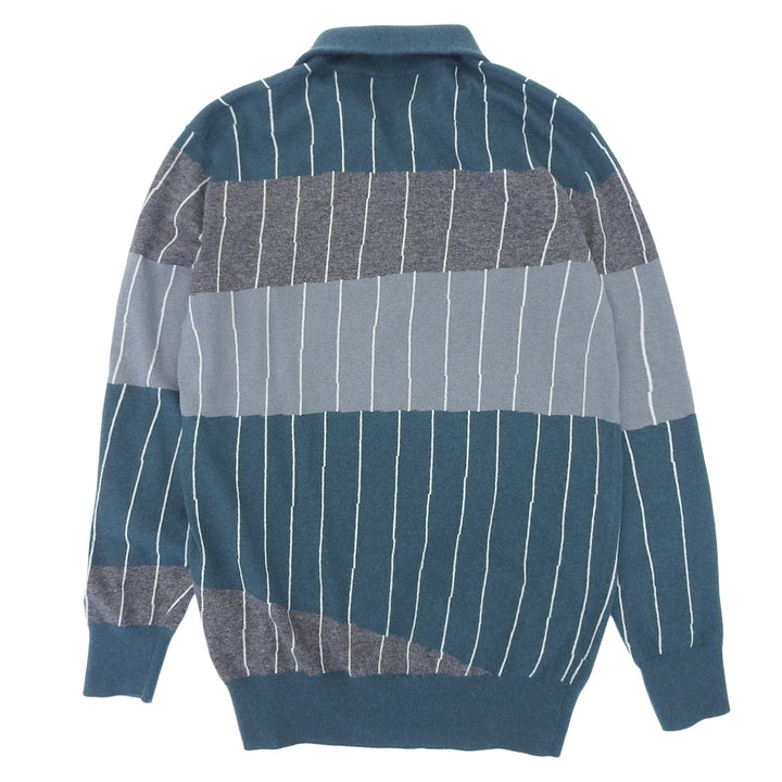 Excellent HERMES knit Pinstripe Half-Zip Pullover multicolor cashmere mens XS