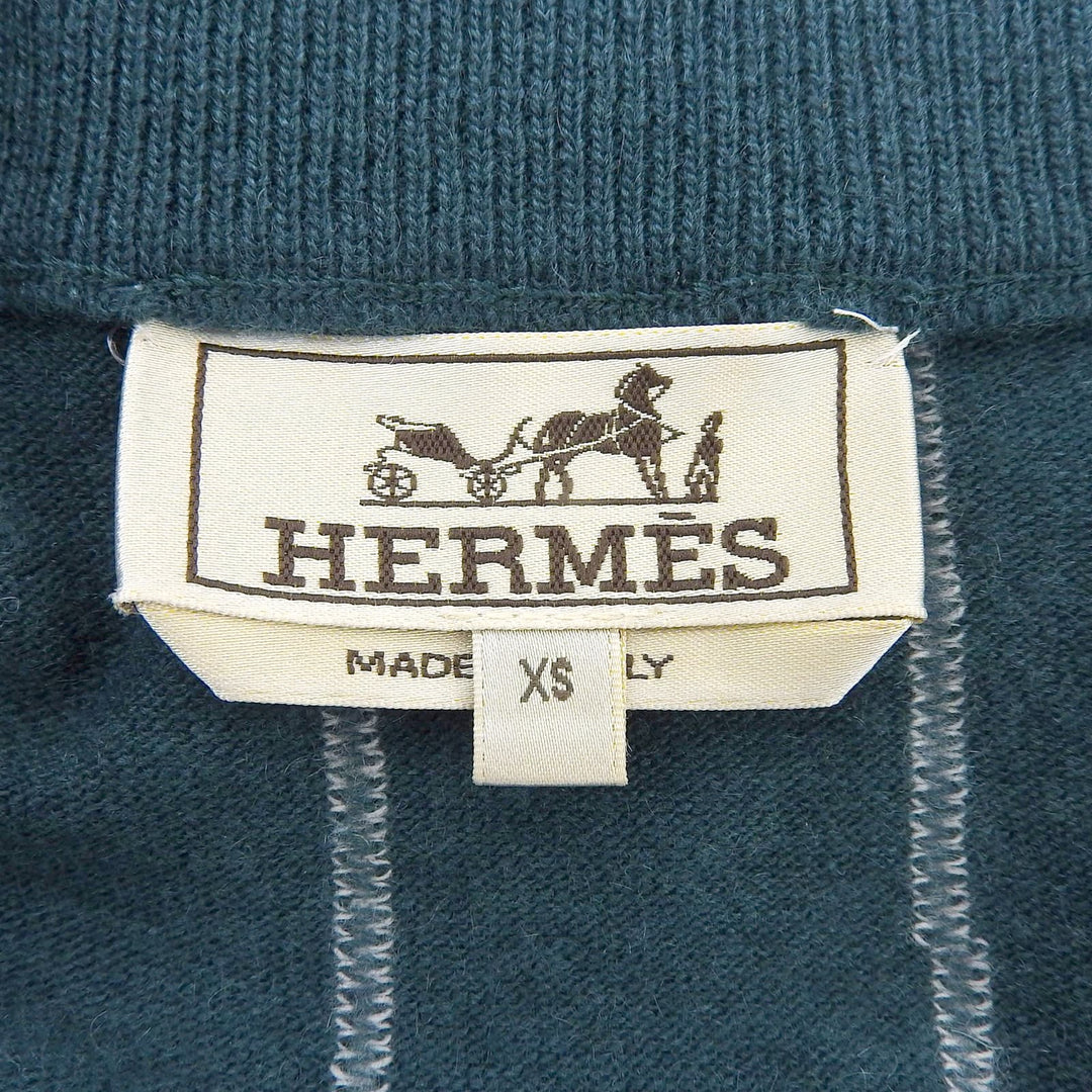 Excellent HERMES knit Pinstripe Half-Zip Pullover multicolor cashmere mens XS