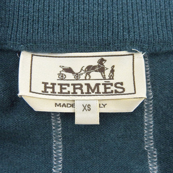 Excellent HERMES knit Pinstripe Half-Zip Pullover multicolor cashmere mens XS